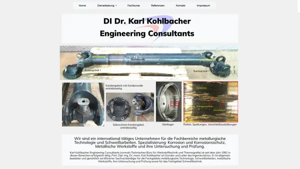 Website Screenshot: Karl Kohlbacher Engineering Consultants - Dr. Karl Kohlbacher - Date: 2023-06-23 12:04:37