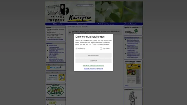 Website Screenshot: Gemeindeamt K A R L S T E I N  online Die offizielle - Karlstein an der Thaya - GEM2GO WEB - Startseite - Date: 2023-06-23 12:04:37