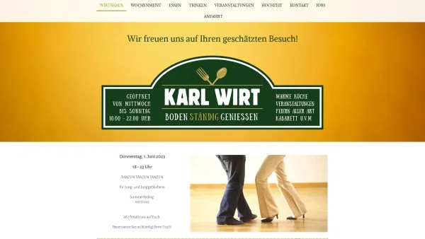 Website Screenshot: Gasthaus Karl Wirt - Willkommen beim Karl Wirt ... - purts Webseite! - Date: 2023-06-14 10:41:06