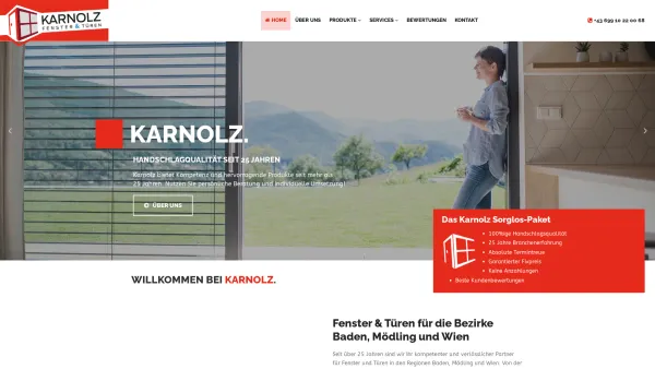 Website Screenshot: Karnolz Fenster Türen Wintergärten - Fenster & Türen für Baden, Mödling & Wien - Date: 2023-06-23 12:04:37