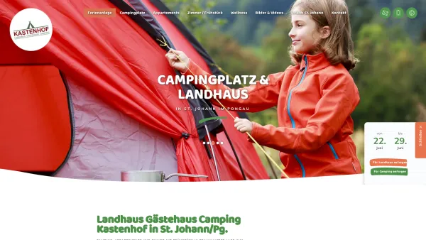 Website Screenshot: Weißacher Kastenhof Camping Ferienwohnungen Familie Weissacher St. Johann Pongau - 06412 5490 | Landhaus Camping Kastenhof St. Johann/Pg. - Date: 2023-06-23 12:04:40