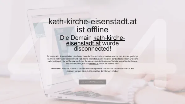 Website Screenshot: Diözese Eisenstadt Katholische Kirche Burgenland - kath-kirche-eisenstadt.at ist offline / disconnected - Date: 2023-06-23 12:04:40