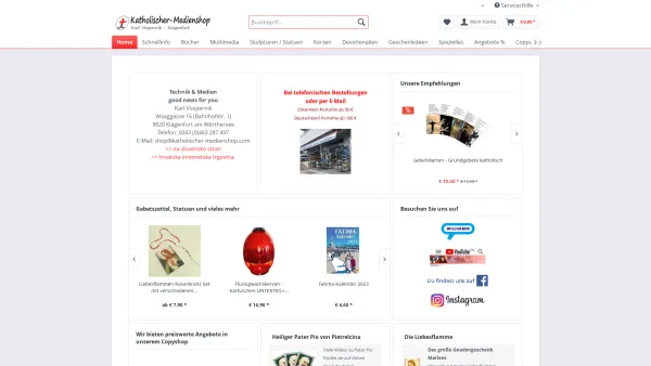 Website Screenshot: Katholischer Medienshop Webshop mit einer großen Auswahl an religiösen Artikeln. Inklusive Copyshop mit Versandoption - Katholischer Online-Shop - Date: 2023-06-23 12:04:40