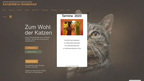 Website Screenshot: Katzenheim-Freudenau 1. Österreichischer Katzenschutz-Verein - Katzenheim Freudenau – für das Wohl der Katzen in Wien - Date: 2023-06-23 12:04:40