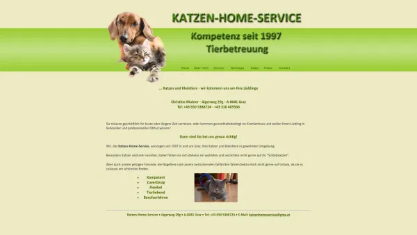 Website Screenshot: Katzen-Home-Service Christine Muhrer - Tierbetreuung, Haustierbetreuung, Heimtierbetreuung in Graz - Katzenhomeservice - Date: 2023-06-14 10:41:06
