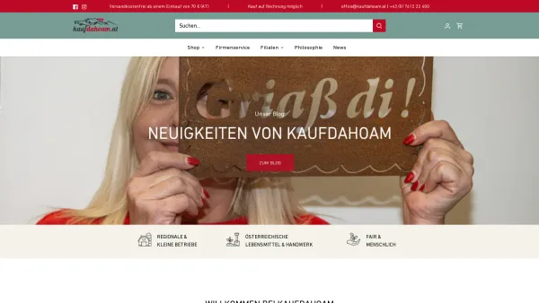 Website Screenshot: Kaufdahoam.at OG - Lebensmittel, Handwerk & Geschenkideen aus Österreich | Kaufdahoam - Date: 2023-06-26 10:26:30