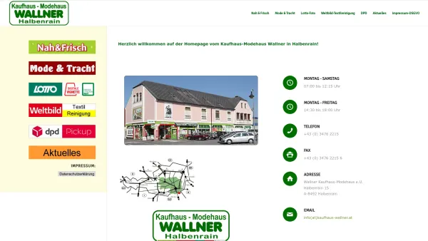Website Screenshot: Wallner Kaufhaus Modehaus e.U. - Wallner Kaufhaus-Modehaus e.U., A-8492 Halbenrain 15 | - Date: 2023-06-23 12:04:43