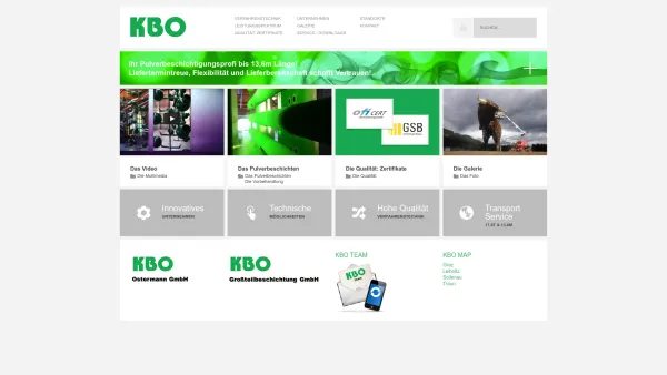Website Screenshot: KBO Kunststoffpulverbeschichtung Erich Ostermann GmbH. & Co. KG - KBO home - Date: 2023-06-23 12:04:43