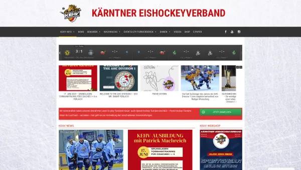 Website Screenshot: KÄRNTNER EISHOCKEYVERBAND - KEHV Info - KEHV - Date: 2023-06-23 12:04:43