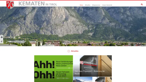 Website Screenshot: Kematen ONLINE Gemeinde Kematen Tirol bei Innsbruck - Home | Gemeinde Kematen in Tirol - Date: 2023-06-23 12:04:43