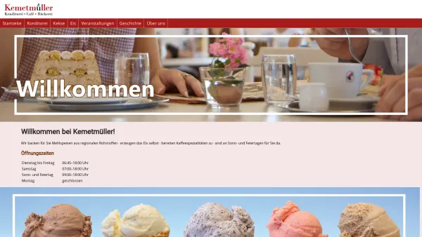 Website Screenshot: Cafe Konditorei Bäckerei Kemetmüller Johanna - Kemetmüller - Date: 2023-06-23 12:04:43