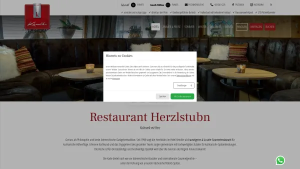 Website Screenshot: Restaurant Herzlstube - Hotel Kendler****S in Saalbach: Restaurant Herzl Stubn - Date: 2023-06-23 12:04:43