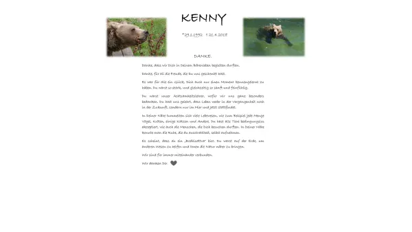 Website Screenshot: KENNY-BEAR-LAND Verein zum Schutz und zur Erhaltung von Braunbären in Österreich - Danke. Kenny Bear - Date: 2023-06-23 12:04:43
