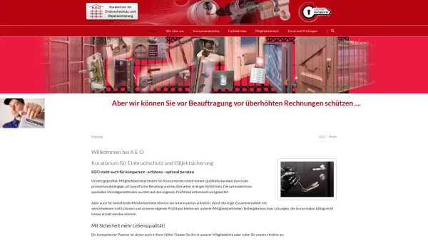 Website Screenshot: 1A Aufperrdienst Wien K.E.O. Kuratorium für Einbruchschutz u Inhalt - Home - KEO - Date: 2023-06-14 10:41:09
