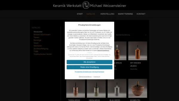 Website Screenshot: Keramikwerkstatt Weißensteiner - Weinkühler – Keramik Weissensteiner - Date: 2023-06-23 12:04:46
