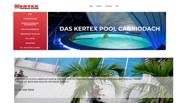 Website Screenshot: KERTEX Handels und Produktionsges.m.b.H. - Poolueberdachung / Pooldach für Ihren Swimmingpool - zu guenstigen Preisen - Kertex Poolüberdachungen - Date: 2023-06-23 12:04:46