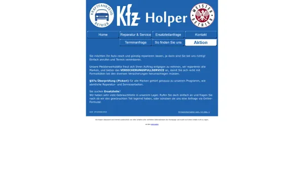 Website Screenshot: KFZ Holper - KFZ Holper - Meisterbetrieb - Date: 2023-06-14 10:41:09