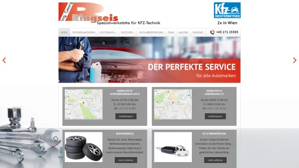Website Screenshot: KFZ Werkstätten Ing. Georg Ringseis - Kfz-Werkstatt in 1030 Wien - Date: 2023-06-23 12:04:46