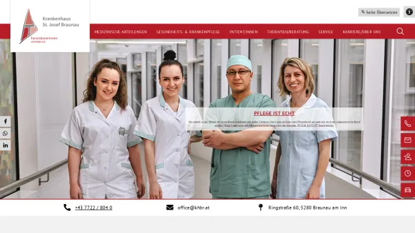 Website Screenshot: A.ö.Krankenhaus St.Josef Braunau GmbH der Franziskanerinnen von Vöcklabruck - Startseite - Krankenhaus Braunau - Date: 2023-06-14 10:41:09