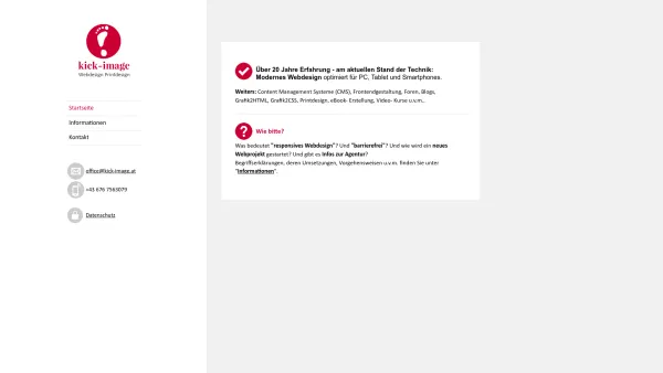 Website Screenshot: kick-image.at - Webdesign- Agentur kick-image.at - High End Webdesign | Social Network Marketing | Printdesign - Linz, Austria, Europe - Startseite - Willkommen - das neueste Projekt - Date: 2023-06-23 12:04:48