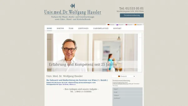 Website Screenshot: Dr. Wolfgang Hassler - Univ. Med. Dr. Wolfgang Hassler - Kieferchirurg - Date: 2023-06-23 12:04:48