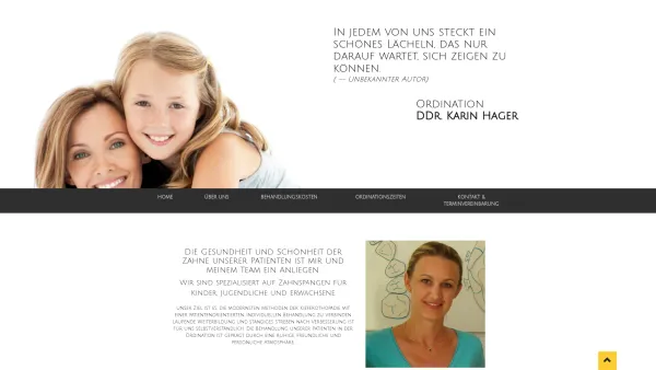 Website Screenshot: DDr. KarHager - Ordination DDr. Karin Hager - Zahnspangen - Date: 2023-06-23 12:04:48