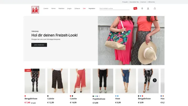 Website Screenshot: KiK Linz - Günstige Mode, Deko & mehr | KiK Onlineshop - Date: 2023-06-15 16:02:34
