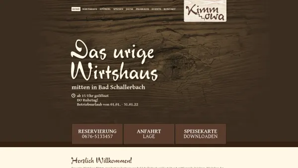 Website Screenshot: Jausenstation Kimm Owa - Kimm owa - das urige Wirtshaus mitten in Bad Schallerbach - Date: 2023-06-14 10:41:12