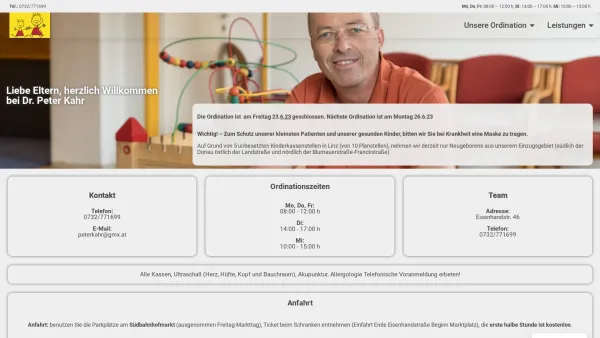 Website Screenshot: Peter Kahr - Dr. Peter Kahr - Kinderarzt in Linz - Date: 2023-06-23 12:04:51