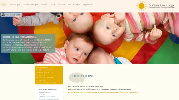 Website Screenshot: DR. EDWIN SCHWARZINGER - Kinderarzt in Perg - Date: 2023-06-23 12:04:51