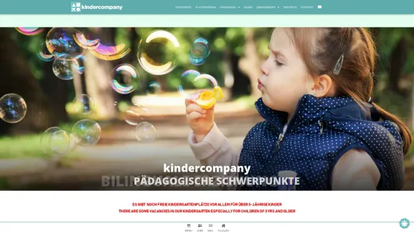 Website Screenshot: kindercompany Verein zur Unterstützung berufstätiger Eltern durch Schaffung und Betrieb von Kinderbetreuungseinrichtungen - kindercompany Wien - 24 Kindergärten (viele davon bilingual) - Date: 2023-06-23 12:04:51
