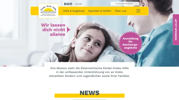 Website Screenshot: Kinderkrebshilfe Elterninitiative f krebskranke Österreichische Kinder-Krebs-Hilfe - Österreichische Kinder-Krebs-Hilfe - Date: 2023-06-23 12:04:50