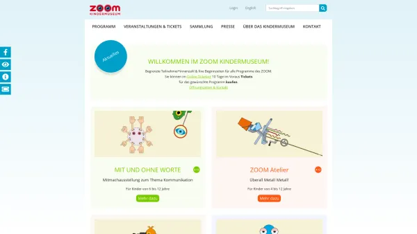 Website Screenshot: Verein interaktives Kindermuseum im zoom kindermuseum wien - Hands-On-Museum für Kinder: Willkommen! - ZOOM Kindermuseum Wien - Date: 2023-06-15 16:02:34