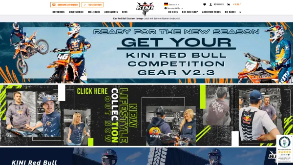Website Screenshot: Kini Motorsport - Kini Red Bull Motocross, Enduro, MX Bekleidung, KTM | KINI Online Shop - Date: 2023-06-23 12:04:54