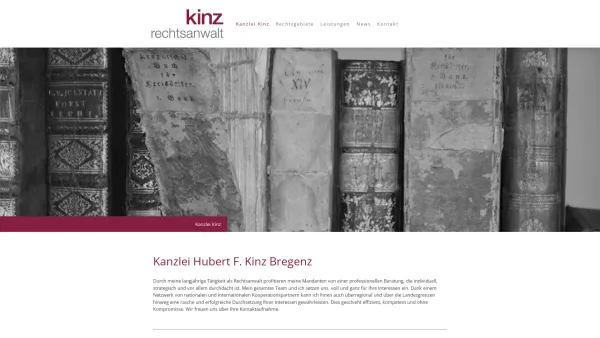 Website Screenshot: Rechtsanwalt Dr. Hubert F. Kinz - Rechtsgebiete - Kinz Rechtsanwaltskanzlei - Date: 2023-06-14 10:41:12
