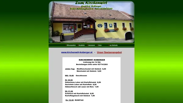 Website Screenshot: Kirchenwirt-Koberger in Altlengbach - Kirchenwirt-Koberger - Date: 2023-06-23 12:04:54