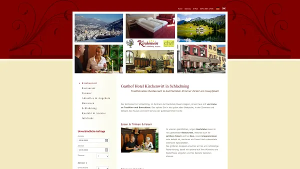 Website Screenshot: Gasthof Restaurant Kirchenwirt - Restaurant & Hotel; Pension; Unterkunft, Hotel Gasthof Kirchenwirt, Schladming - Date: 2023-06-23 12:04:54