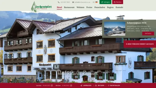 Website Screenshot: Kirchenwirt Kirchberg Hotel/Gasthof Wanderurlaub Jagd Tirol Skiurlaub - Hotel - Hotel Kirchenwirt - Kirchberg in Tirol - Date: 2023-06-14 10:38:07