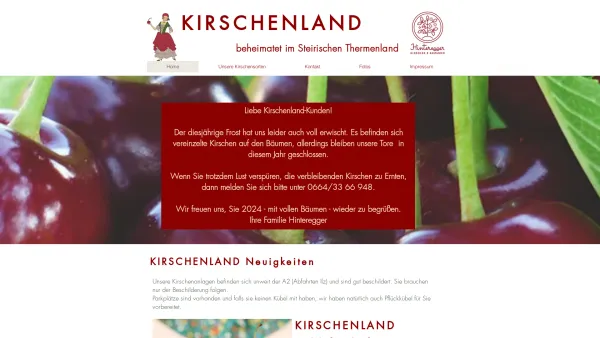 Website Screenshot: Hinteregger Josef Inhalt - Home | Kirschenland - Date: 2023-06-14 10:41:12