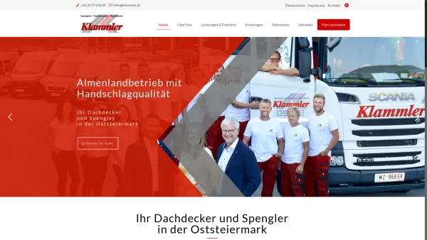 Website Screenshot: Klammler GesmbH Spenglerei und Dachdeckerei - Klammler GmbH - Spengler & Dachdecker in der Oststeiermark - Date: 2023-06-23 12:04:57