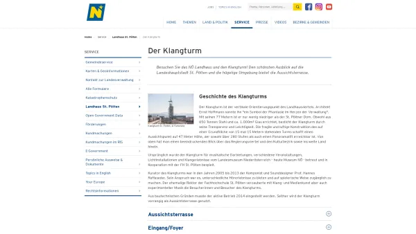 Website Screenshot: Klangturm St. Poelten - Führungen durch das NÖ Landhaus - Land Niederösterreich - Date: 2023-06-23 12:04:57