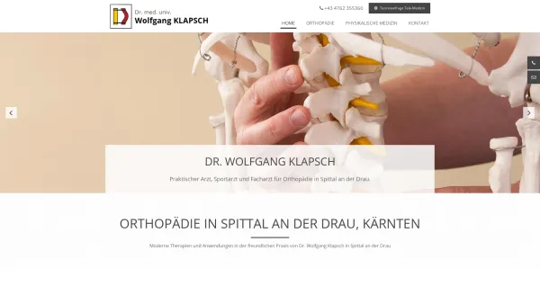 Website Screenshot: Dr. Klapsch - Facharzt für Orthopädie in Spittal an der Drau - Dr. Wolfgang Klapsch - Date: 2023-06-23 12:04:57