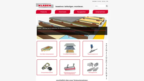 Website Screenshot: KLASCH Spezial Bauartikel GMBH - Bewehrungszubehör & Befestigungsmittel für Betonbau - KLASCH - Date: 2023-06-26 10:26:30