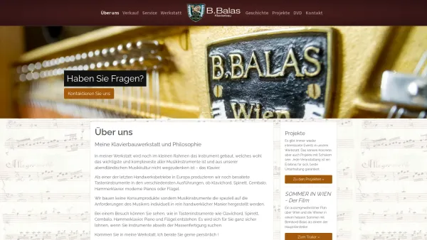 Website Screenshot: Bernhard KLAVIERBAU BALAS Klaviere aus Meisterhand - Klavierbau Balas - Date: 2023-06-14 10:41:12