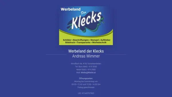 Website Screenshot: Werbeland Der Klecks - Werbeland - Der Klecks - Startseite - Date: 2023-06-14 10:41:12