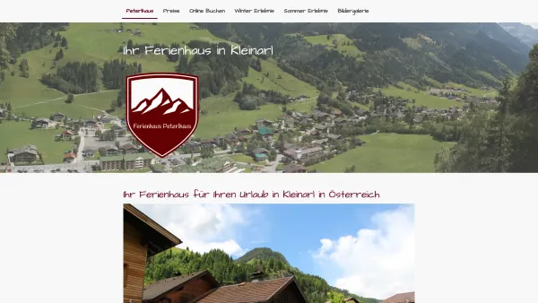 Website Screenshot: Ferienhaus Peterlhaus - Unterkunft für Ihren Urlaub in Kleinarl - Ferienhaus Peterlhaus - Date: 2023-06-23 12:04:59