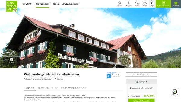 Website Screenshot: Greiner Kleinwalsertal Aktuell - Walmendinger Haus - Familie Greiner | Ferienhaus / Ferienwohnung / - Date: 2023-06-23 12:05:00
