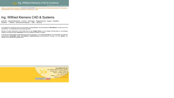 Website Screenshot: Ing. Wilfried Klemens CAD & Systems - Ing. Wilfried Klemens CAD & Systems - Date: 2023-06-14 10:41:12