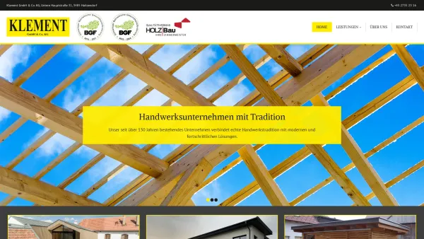 Website Screenshot: Klement Hausbau - Zimmerei - Holzbauunternehmen, Zimmerei Haitzendorf / Krems - Date: 2023-06-23 12:05:00