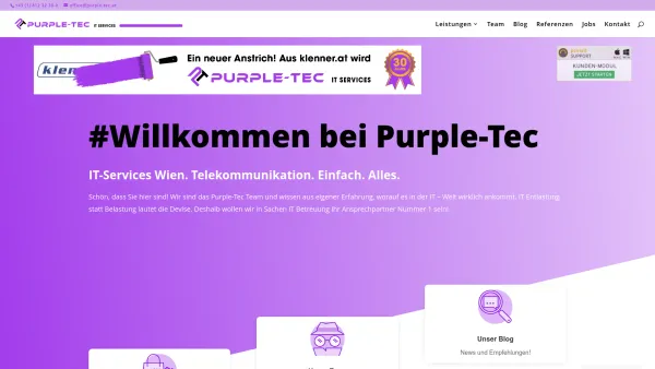 Website Screenshot: klenner.at Wilhelm Klenner - Purple-Tec IT Services - Managed IT Services und IT Betreuung Wien - Date: 2023-06-14 10:46:43